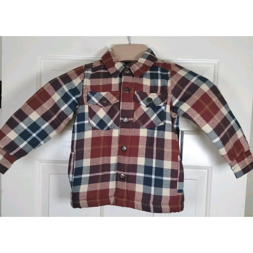 Tommy Bahama Kids Boys Plaid Flannel Fleece Lined Shirt Jacket Coat Size 3T NWT